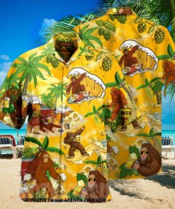 Bigfoot Summer Beer Beach All Over Print Hawaiian Shirt