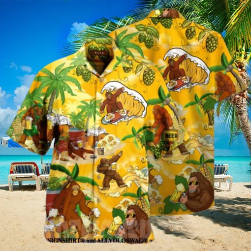 Bigfoot Summer Beer Beach All Over Print Hawaiian Shirt