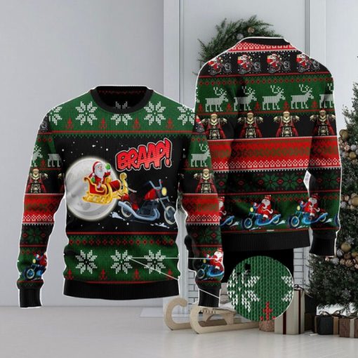 Biker Santa Xmas Ugly Christmas Sweater AOP All Over Printed Sweater