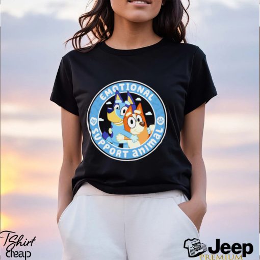 Bingo and Bluey Emotional Support Animals cartoon logo shirt