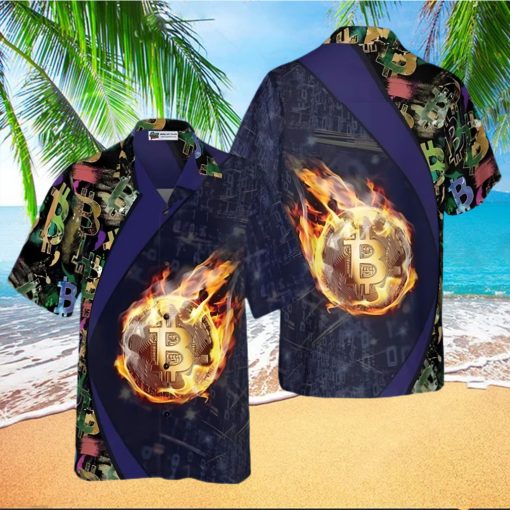 Bitcoin Block Chain Flame Hawaiian Shirt