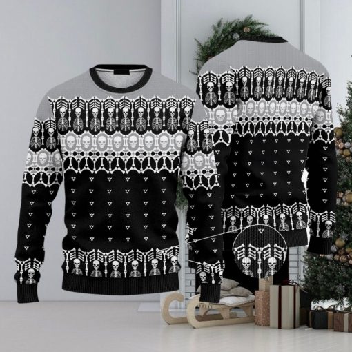 Black And White Skeleton Ugly Christmas 3D Sweater AOP