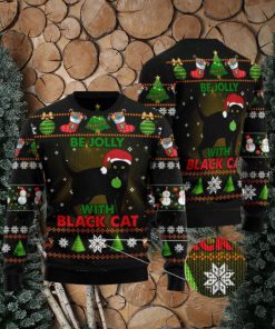 Black Cat Be Jolly Ugly Christmas Sweater Gift Men Women