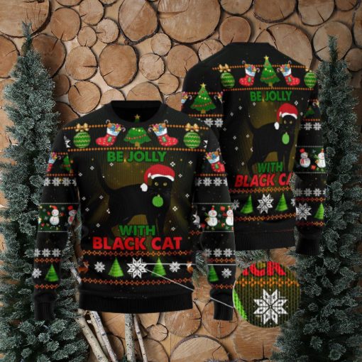 Black Cat Be Jolly Ugly Christmas Sweater Gift Men Women