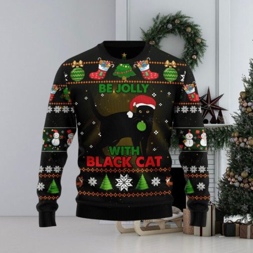 Black Cat Be Jolly Ugly Christmas Sweater