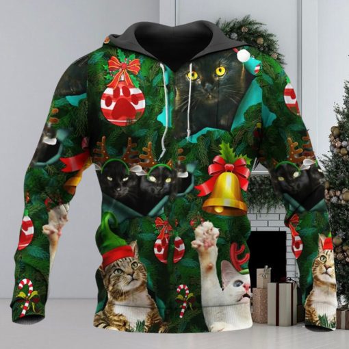 Black Cat Christmas 3d All Over Print Hoodie