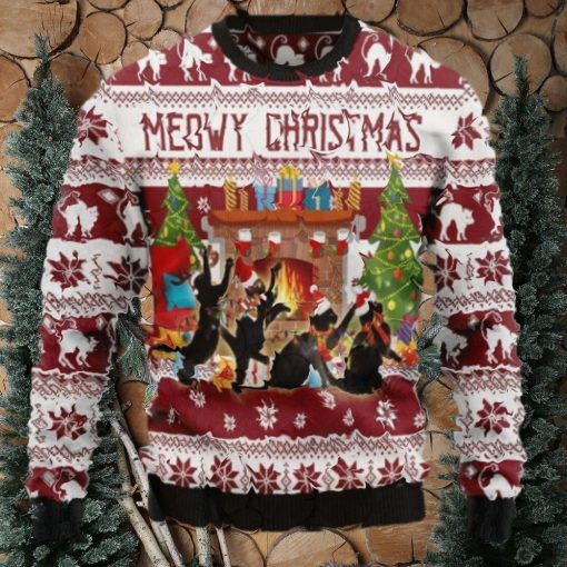 Black Cat Christmas Dancing Ugly Christmas Sweater