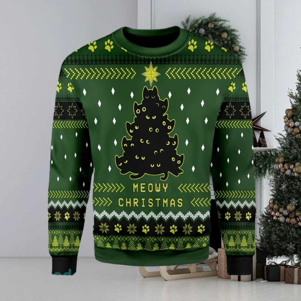 Black cat 2025 ugly christmas sweater