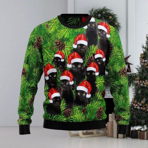 Black Cat Christmas Tree Ugly Christmas Sweater