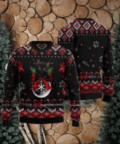 Black Cat Cute Snow Flowers Christmas 3D Sweater