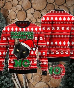 Black Cat Dashing Through the No Ugly Christmas Sweater AOP All Over Printed Sweater