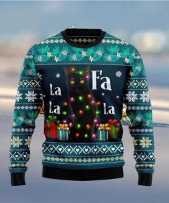 Black Cat Falalala Knitted Ugly Xmas Sweater