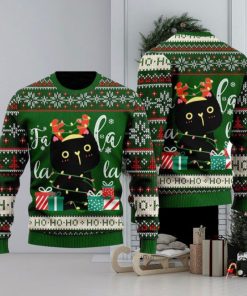 Black Cat Falalala Ugly Christmas Sweater Funny Gift For Men And Women Family Holidays