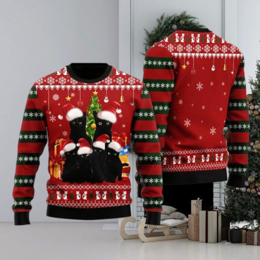 Black Cat Family Christmas Ugly Christmas Sweater, Christmas shirt, Gift for cat lover