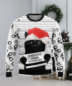 Black Cat Knocked Down Ugly Christmas Sweater 3D Gift Christmas Funny