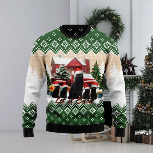 Black Cat Let It Snow Ugly Christmas Sweater