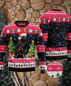 Black Cat Light Ugly Christmas Sweater AOP All Over Printed Sweater