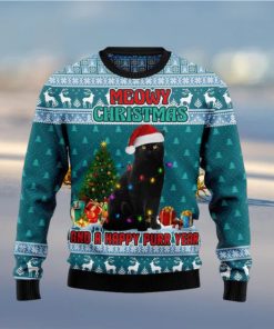 Black Cat Meomy Xmas And A Happy Purr Year Gift Ideas Sweater