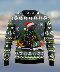 Black Cat Merry And Bright Xmas Gifts Full Wool Ugly Sweater