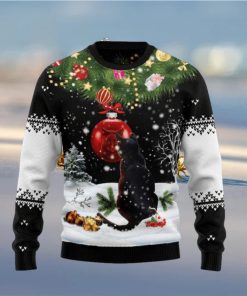 Black Cat Mirror 3D Holiday Knit Sweater