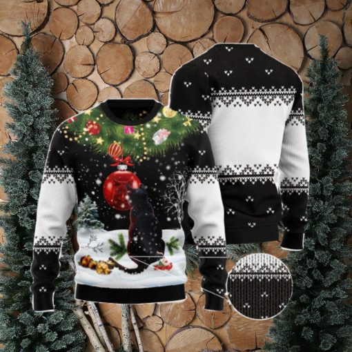 Black Cat Mirror Ugly Christmas Sweater AOP All Over Printed Sweater