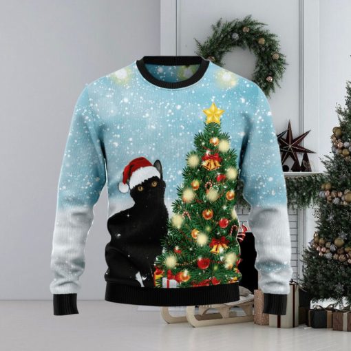 Black Cat Noel Tree Ugly Christmas Sweater Best Gift For Men And Women