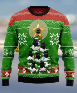 Black Cat Pine Holiday Gifts Wool Knitting Ugly Xmas Sweater