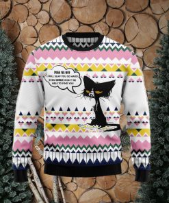 Black Cat Piss Me Off Angry Cat Christmas 3D Sweater