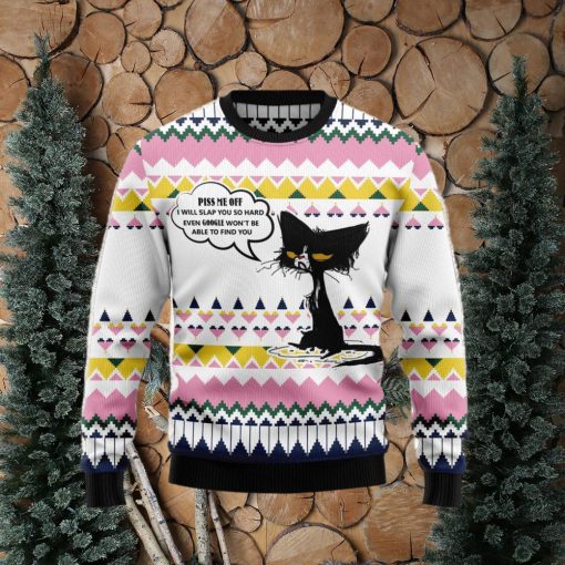 Black Cat Piss Me Off Angry Cat Christmas 3D Sweater