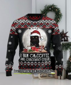 Black Cat Run On Coffee Ugly Christmas Sweater