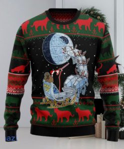 Black Cat Sleigh To Death Star Knitting Pattern Christmas 3D Sweater