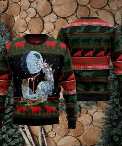 Black Cat Sleigh To Death Star Ugly Christmas Sweater