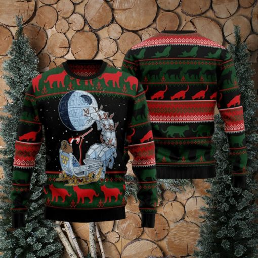 Black Cat Sleigh To Death Star Ugly Christmas Sweater