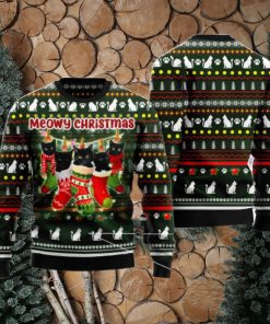 Black Cat Socks Ugly Christmas Sweater AOP All Over Printed Sweater