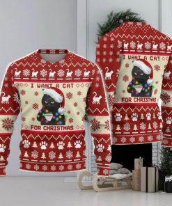 Black Cat Sweater Black Cat Christmas Cat Ugly Christmas Sweater Xmas Christmas Gift