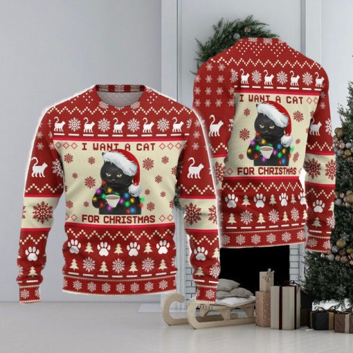 Black Cat Sweater Black Cat Christmas Cat Ugly Christmas Sweater Xmas Christmas Gift