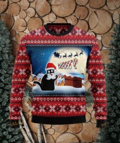 Black Cat What Chimney 3D Ugly Christmas Sweater 3D Gift Idea