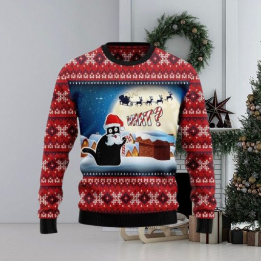 Black Cat What Ugly Christmas Sweater 3D Gift Christmas Funny