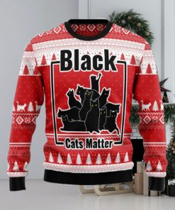 Black Cats Matter Knitting Pattern Red Christmas 3D Sweater