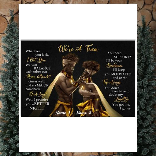 Black Couple King Queen We’re A Team Poster Canvas