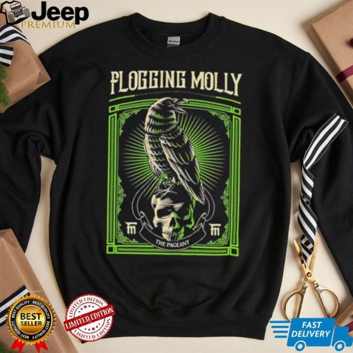 Black Crow And Skull Green Background Flogging Molly Shirt