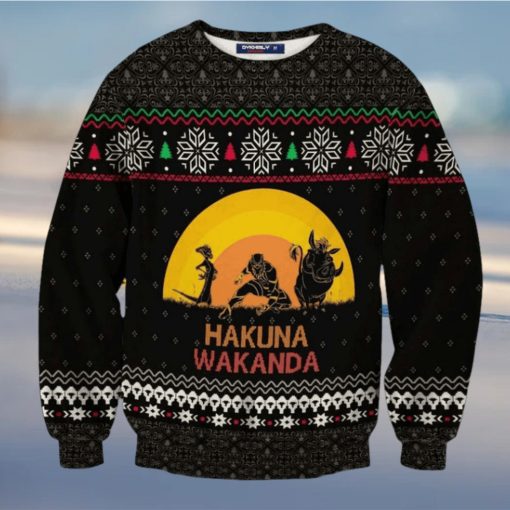 Black Panther Lion King Hakuna Wakanda Knitted Ugly Xmas Sweater