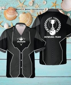 Black Sports Style Trophy Emblem Personalized Bowling Tropical Hawaiian Shirt