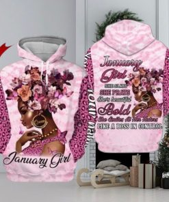 Black Woman January Girl Black Queen Custom Name 3d All Over Print Hoodie