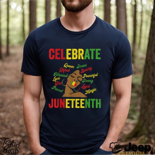 Black Women Messy Bun Juneteenth Celebrate Independence Day T Shirt