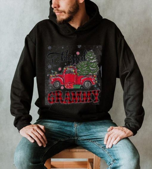 Blessed Grammy Funny Christmas Family Lights Truck Red Tree Shirt