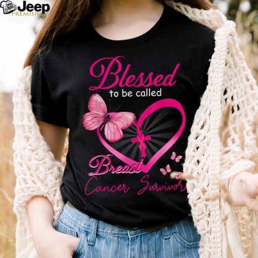 Blessed To Be Called Breast Cancer Survivor Pink Butterfly T Shirt