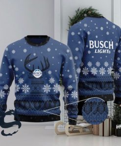 Blue Busch Light Reindeer Snowy Christmas Sweater, Christmas Gift Apparel, Merry Ugly Christmas Sweater