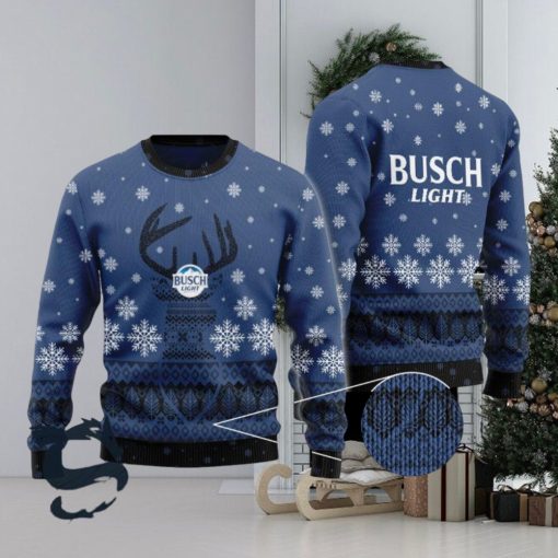 Blue Busch Light Reindeer Snowy Christmas Sweater, Christmas Gift Apparel, Merry Ugly Christmas Sweater