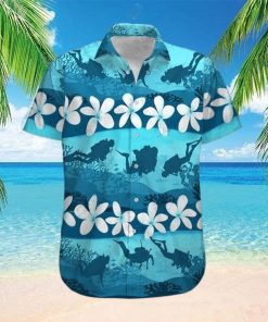 Blue Hibiscus Scuba Diving Unisex Hawaiian Shirts